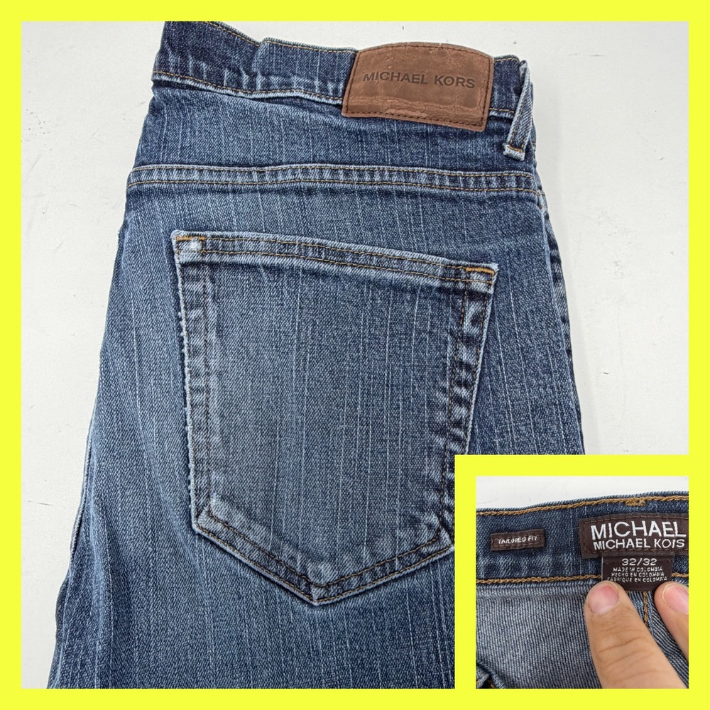 Michael Kors Tailored Fit Men's 32x32 Blue Jeans Medium Wash Stretch Denim